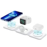 3 in 1 Magnetic Foldable MagSafe Compatible Wireless Charger for iPhone 15 to 12 Series | Compatible with AirPods 2, 3, Pro | Compatible with only Apple Watch Series | Wireless Charger 23W - White